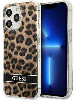 Guess Electro Stripe Back Cover Leopard Brown (iPhone 13 Pro)