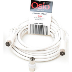 Osio Καλώδιο Κεραίας Coax Male to Coax Female 5m White OSK-1340