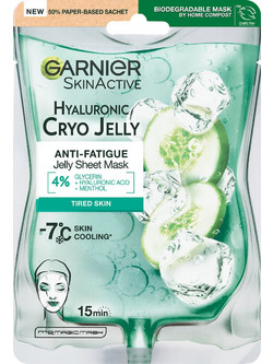 Garnier Skin Active Hyaluronic Cryo Jelly Sheet Μάσκα Προσώπου για Ενυδάτωση με Υαλουρονικό 27gr