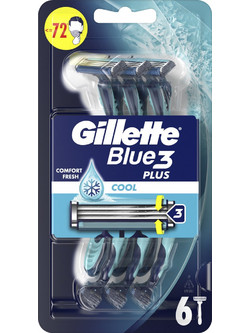 Gillette Blue Plus Cool Ξυραφάκι μιας Χρήσης με 3 Λεπίδες & Λιπαντική Ταινία 6τμχ