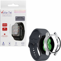 Volte-Tel Πλαστική Θήκη Tempered Glass για Samsung Galaxy Watch 4 40mm Ασημί