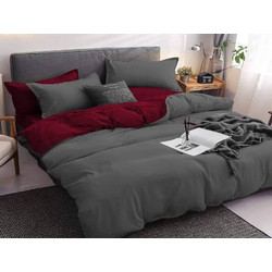 Γαρύφαλλο Σετ Σεντόνια King Size Βαμβακοσατέν 240x270 Γκρι-Μπορντό