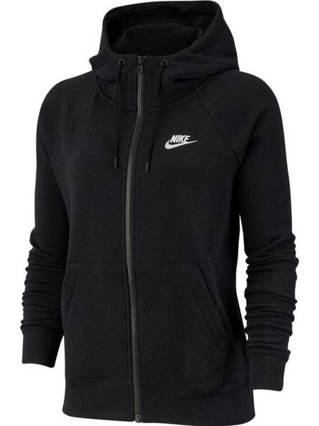 Nike Essential Γυναικεία Ζακέτα Φούτερ Κοντή με Κουκούλα και Φερμουάρ Μαύρη BV4122-010