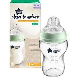 Tommee Tippee Closer To Nature Γυάλινο Μπιμπερό με Θηλή Σιλικόνης κατά των Κολικών 0m+ Star Mint 260ml