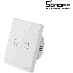 GloboStar 80131 SONOFF T2EU2C-RF - 433MHz Wireless Smart Wall Touch Button Switch AC 100-240V Max 4A (2A/Way) 2 Way - RF Series