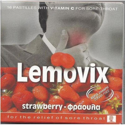 Lemovix Βιταμίνη C Καραμέλες για Ερεθισμένο Λαιμό Φράουλα 16τμχ