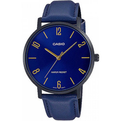 Casio Standard Ανδρικό Ρολόι με Μπλε Δερμάτινο Λουράκι MTP-VT01BL-2BUDF