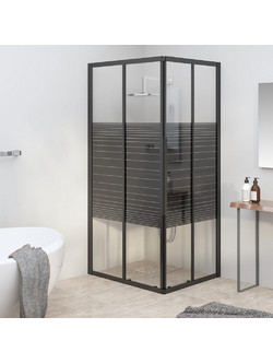 vidaXL Καμπίνα Ντουζιέρας με Ρίγες Μαύρη 90 x 70 x 180 εκ. από ESG