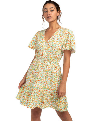 Billabong Spring Light Mini Καλοκαιρινό Καθημερινό Φόρεμα Κρουαζέ Κίτρινο EBJWD00120-SCS