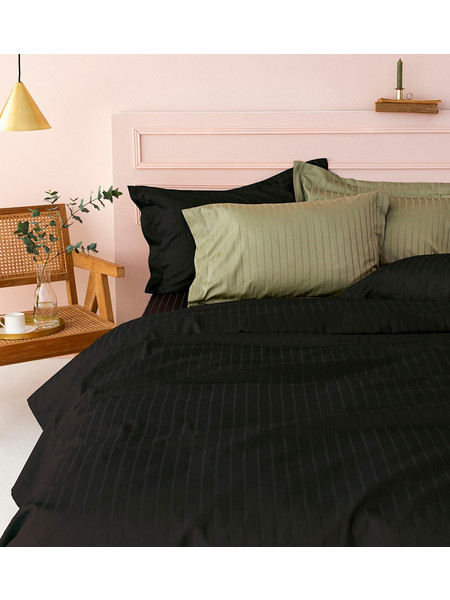Palamaiki Σεντόνι Υπέρδιπλο Βαμβακοσατέν 240x270 Sateen Riga Black