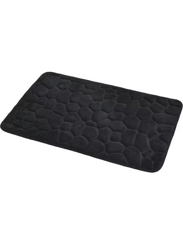 Πατάκι με μικροϊνες και Memory Foam με Ανάγλυφο σχέδιο σε Μαύρο χρώμα, διαστάσεις 50x80 εκατοστά - Evideco