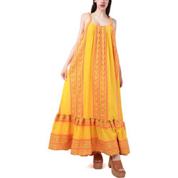 Lace Midi Καλοκαιρινό Καθημερινό Φόρεμα Κίτρινο Μ-8423
