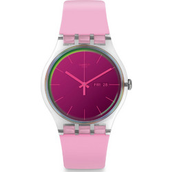 Swatch Polarose Γυναικείο Ρολόι με Ροζ Καουτσούκ Λουράκι SUOK710