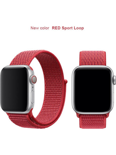 Nylon Velcro Λουράκι Υφασμάτινο Rose Red (Apple Watch 42 / 44 / 45 / 49mm)