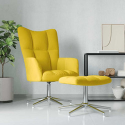 vidaXL Πολυθρόνα Relax με Υποπόδιο Βελούδινη Κίτρινη 328135