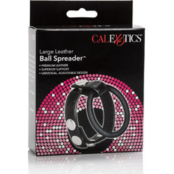 CalExotics Leather Ball Spreader Large Ρυθμιζόμενα Δαχτυλίδι Όρχεων Μαύρο