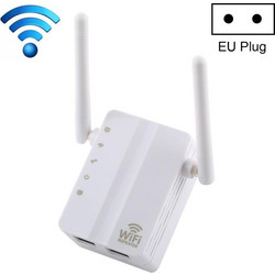 300Mbps Wireless-N Range Extender WiFi Repeater Signal Booster Network Router with 2 External Antenna, EU Plug(White) (OEM)