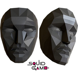 Αποκριάτικη Μάσκα 3D Εκπροσώπου Από Το Squid Game, Μαύρη Μάσκα Cosplay Από το Παιχνίδι του Καλαμαριού, Squid Game Boss Mask, OEM
