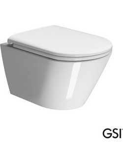 Λεκάνη Κρεμαστή Πορσελάνης GSI Kube-x 9416 Swirlflush 50 εκ. με κάλυμμα Slim Soft Close 941600C-300 Λευκό
