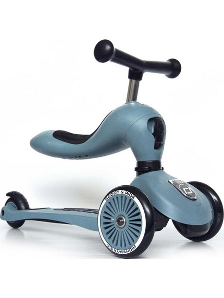 Scoot & Ride HighWayKick 1 Αναδιπλούμενο Παιδικό Πατίνι Τρίτροχο με Κάθισμα Steel