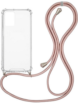 Sonique Armor Clear Θήκη Σιλικόνης με Κορδόνι (Realme 9i) Ροζ Χρυσό Σατινέ