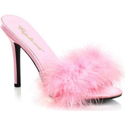 Fabulicious high-heel mules baby pink Marabu feather pompom CLASSIQUE-01F