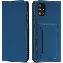 Magnet Card Case For Samsung Galaxy A12 5G Pouch Wallet Card Holder Blue