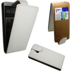 Δερμάτινη Θήκη Flip για HTC One mini Λευκό (OEM)