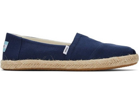 TOMS 10019674 ALPARGATA ROPE NAVY REC COTTON SLUBY WOVEN WON SHOES