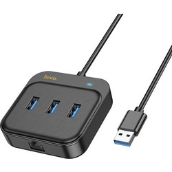 Hoco HB35 USB Hub 3.0 USB-A με 3 Θύρες USB-A / Ethernet