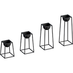 Aberto Design Σετ Κασπώ Μεταλλικά Μαύρα 22x22x30/22x22x40/22x22x50/22x22x60cm 4τμχ 247HFM1164