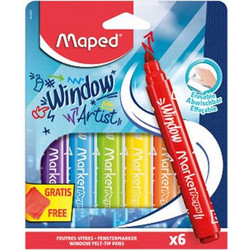 Μαρκαδόροι για Παράθυρο Maped x6 (+πανί με μικρο ίνες)