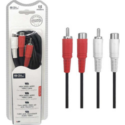 Καλώδιο σήματος RCA - 1546 - 2xRCA m-f/2xRCA m-f - 1.5m - 096223