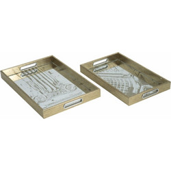 Artekko Tray Χρυσοί Πλαστικοί Διακοσμητικοί Δίσκοι με Καθρέπτη (45x30x4.5)cm 2pcs 86761