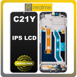 Original Realme C21Y (RMX3261, RMX3263) IPS LCD Οθόνη + Touch Screen Digitizer + Frame Bezel Cross Black 4908747