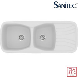 Sanitec Classic 311 Επικαθήμενος Νεροχύτης Γρανίτη Αντιστρεφόμενος Ματ White 120x51cm
