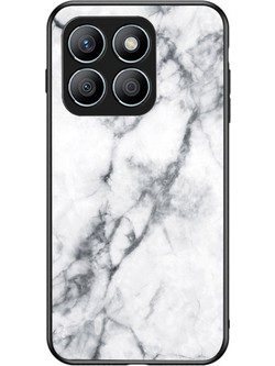 Θήκη Honor X8b OEM σχέδιο Marble με Πλάτη Tempered Glass TPU λευκό