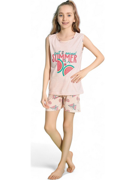 Πιτζάμα παιδική με σορτσάκι PijaMood Summer Salmon PJMD2013-Σομόν