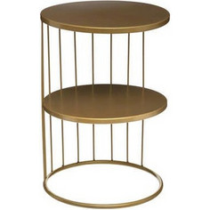 Στρογγυλό Τραπεζάκι Κομοδίνο Σαλονιού Side Table σε χρυσό χρώμα, Μεταλλικό, με 2 επίπεδα, 36x52 cm - Atmosphera