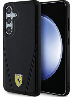 Ferrari Hot Stamp V Lines MagSafe Back Cover Black (Samsung Galaxy S24)