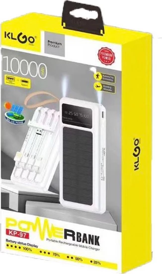 KLGO KP-97 Ηλιακό Power Bank 10000mAh με 2 Θύρες USB-A & Θύρα USB-C White | BestPrice.gr