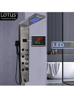 ΣΤΗΛΗ ΝΤΟΥΣ ΥΔΡΟΜΑΣΑΖ LOTUS(R) LO-500/INOX & BLACK MAT(ΜΑΥΡΗ ΜΑΤ) 2ΧΡΩΜΗ ΜΕ LED & ΨΗΦΙΑΚΗ ΟΘΟΝΗ 8 ΕΞΟΔΩΝ | Sydney LO-500CR/BL |