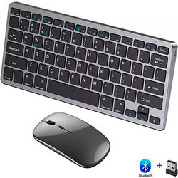 Weibo WB-8077 Silver / Black Ασύρματο Σετ Πληκτρολόγιο & Ποντίκι