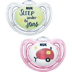 Nuk Hello Adventure Sleep Under The Stars Ανατομικές Ορθοδοντικές Πιπίλες Σιλικόνης Νυκτός 0-6m 2τμχ