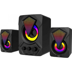 Well RV03 Ηχεία Υπολογιστή 2.1 12W με RGB Φωτισμό Black