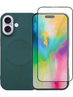 Redshield iPhone 16 MagSafe Silicone Case & Glass Green Θήκη Κινητού & Προστατευτικό Οθόνης