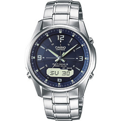 Casio Waveceptor Ανδρικό Ρολόι Χρονογράφος Solar με Ασημί Μεταλλικό Μπρασελέ LCW-M100DSE-2AER