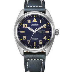 Citizen Super Titanium Ανδρικό Ρολόι Solar με Μαύρο Δερμάτινο Λουράκι BM8560-45L