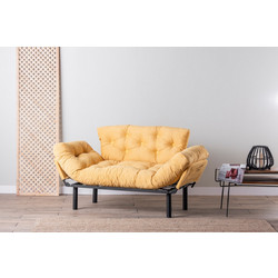 Papatya Nitta Διθέσιος Καναπές Κρεβάτι Ύφασμα Mustard 155x70x85cm