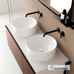 Scarabeo Skinny Επικαθήμενος Νιπτήρας Μπάνιου Στρογγυλός Πορσελάνης 40x15cm Λευκός 5407-300